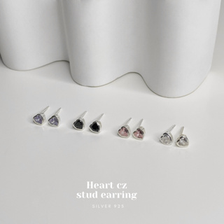 🔥กรอกโค้ด CLMLH ลด 45.-🔥Heart cz silver925 earring [ size 4 mm] //ต่างหูหัวใจเงินแท้925 พลอยczเกรดอย่างดี