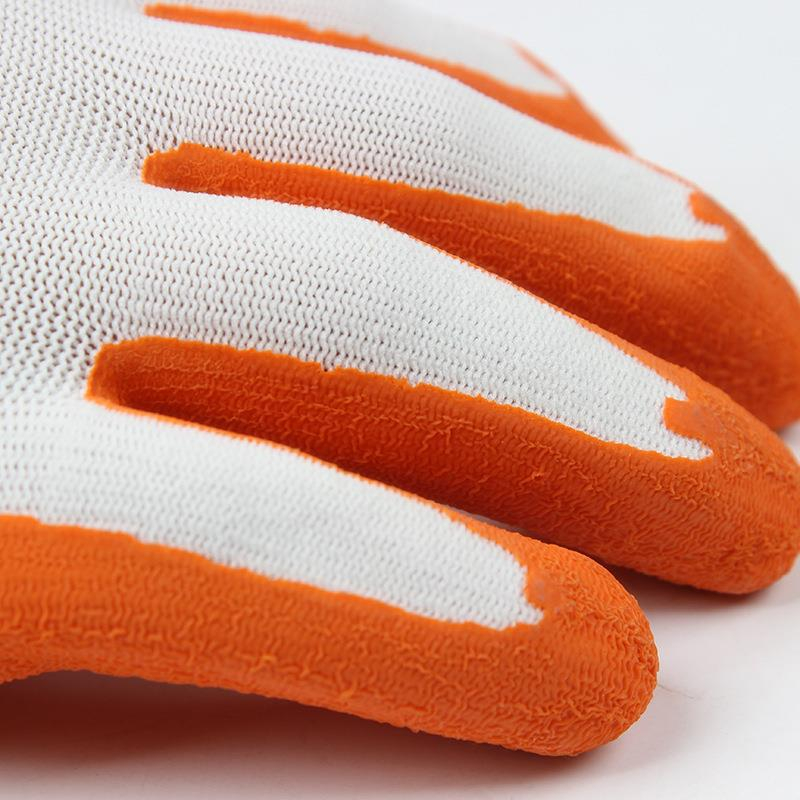 ถุงมือผ้าเคลือบยาง-สีส้ม-1-คู่-2-ชิ้น-ซ้าย-ขวา-สวมใส่สบาย-ถุงมืออุตสาหกรรม-ถุงมือกันลื่น-กันบาด-ใช้งานได้หลากหลาย