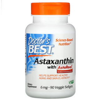 Doctors Best, Astaxanthin with AstaReal, 6 mg, 90 Veggie Softgels (exp.04/25)