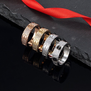 แหวน love ring ฝังเพชรCZ8A ไม่ลอกไม่ดำ สินค้าพร้อมส่ง cat22