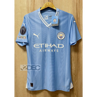 เสื้อฟุตบอล - [เกรด PLAYER.] - *Man City* - เหย้าสีฟ้า.  Home kits. 23/24 (สามารถเพิ่มชื่อนักเตะ / อาร์มUCL. ได้.)