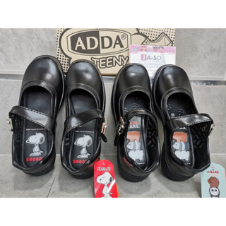 ADDAรองเท้านักเรียนหญิง สีดำ Shoopy/Bear เด็กโตรองเท้านักเรียนเด็กมัธยมประถม  Size:34-43  สินค้าพร้อมส่
