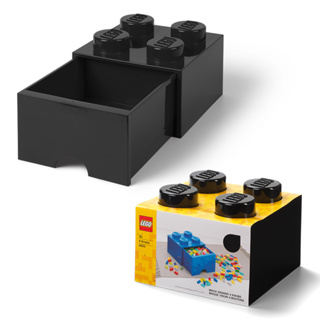 กล่องเลโก้ มีลิ้นชัก กล่องใส่เลโก้ LEGO Brick Drawer 4 knob สีดำ BLACK 25x25x18 cm ของแท้