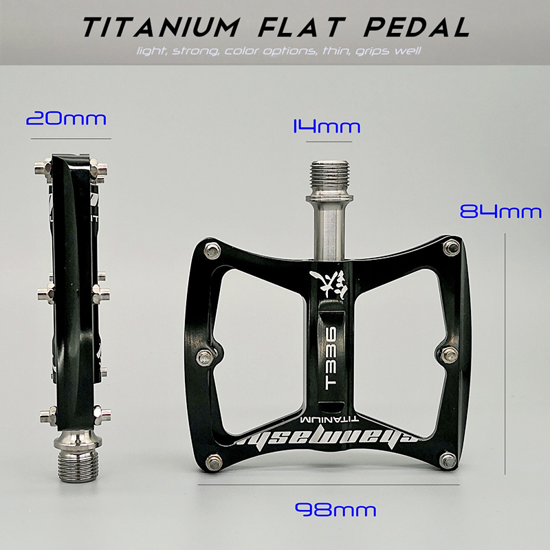 titanium-flat-pedal-บันไดจักรยานไทเทเนียม-เบา-แข็งแรง-บาง-สวย-ยึดเกาะเท้าได้ดี-ลูกปืนแบริ่ง-bearing-ปั่นลื่น-คุณภาพสูง