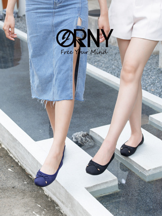 🌷 ORNY(ออร์นี่) ® OY150 รองเท้าคัชชูหัวมนส้นแบน คัชชูผ้า แต่งโบว์🌷