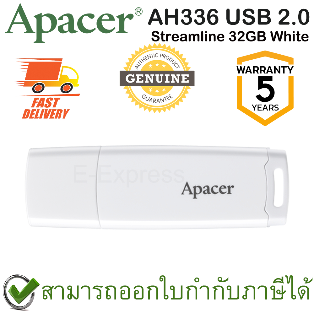 apacer-ah336-usb-2-0-streamline-flash-drive-32gb-white-สีขาว-ของแท้-ประกันศูนย์-5ปี