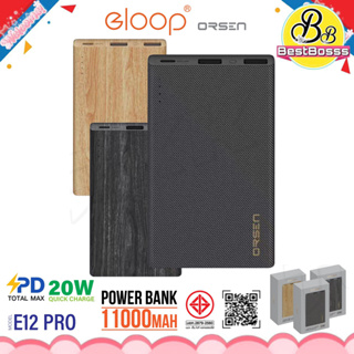 พร้อมส่ง Eloop E12 Pro (อีลูป) ของแท้ 100%  แบตสำรอง Power Bank 11000 mAh ฟรีซองผ้า สายMicro   bestbosss