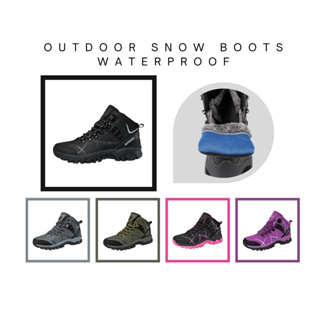 [พร้อมส่งจากไทย ไซส์ครบ] Outdoor snow boots waterproof รองเท้าลุยหิมะ กันน้ำ มีบุขนข้างใน ดอกยางพื้นหนากันลื่น