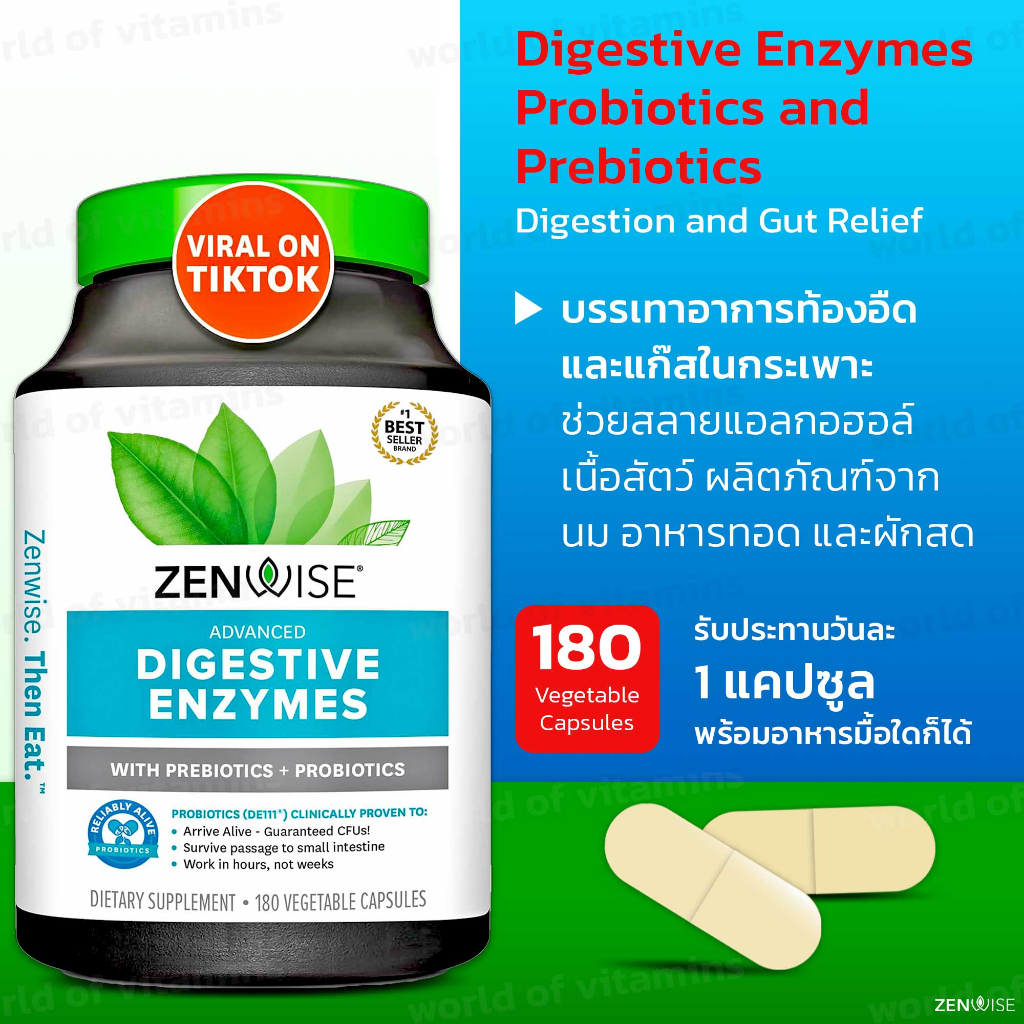 Zenwise Digestive Enzymes Probiotics and Prebiotics Digestion and Gut