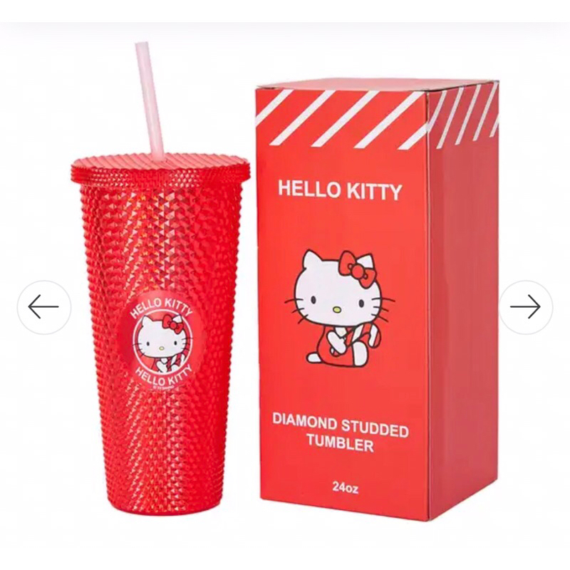 Sanrio Hello Kitty Double Wall Plastic Studded Cold Cup Red Kitty