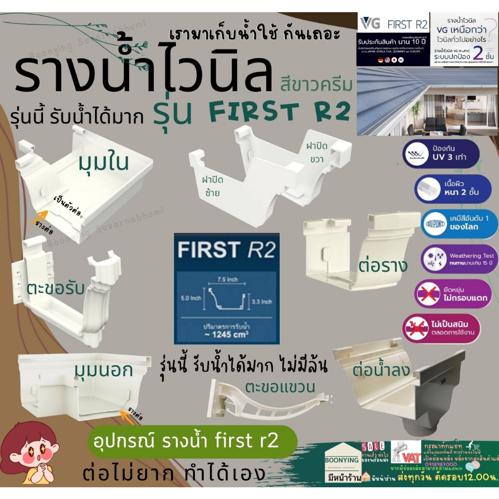 ฝาปิด-ปลาย-อุปกรณ์-รางน้ำ-ฝน-ไวนิล-หลังคา-ระบายน้ำ-ได้เร็ว-สี-ครีม-vg-first-r2-ทนแดด-uv-ไม่ลามไฟ-แข็งแรงทนทาน