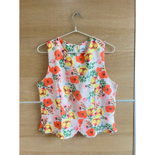 Cotton ผ้าดีมากๆ size M แขนกุดลายดอกน่ารักมากๆ ซิปหลัง อก 36 ยาว 19 Code: 1387(8)