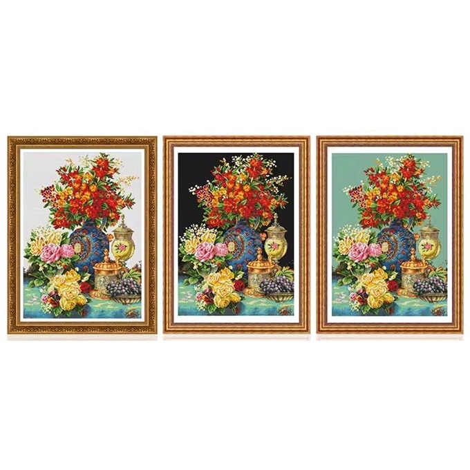 ชุดปักครอสติช-แจกันดอกไม้-ดอกไม้-ยุโรป-flower-vase-cross-stitch-kit