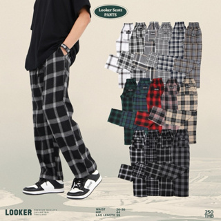 LOOKER-กางเกงขายาวลายสก็อต Freesize เอว 26-36 ใส่ได้ทั้งชายและหญิง (9% Clothing)