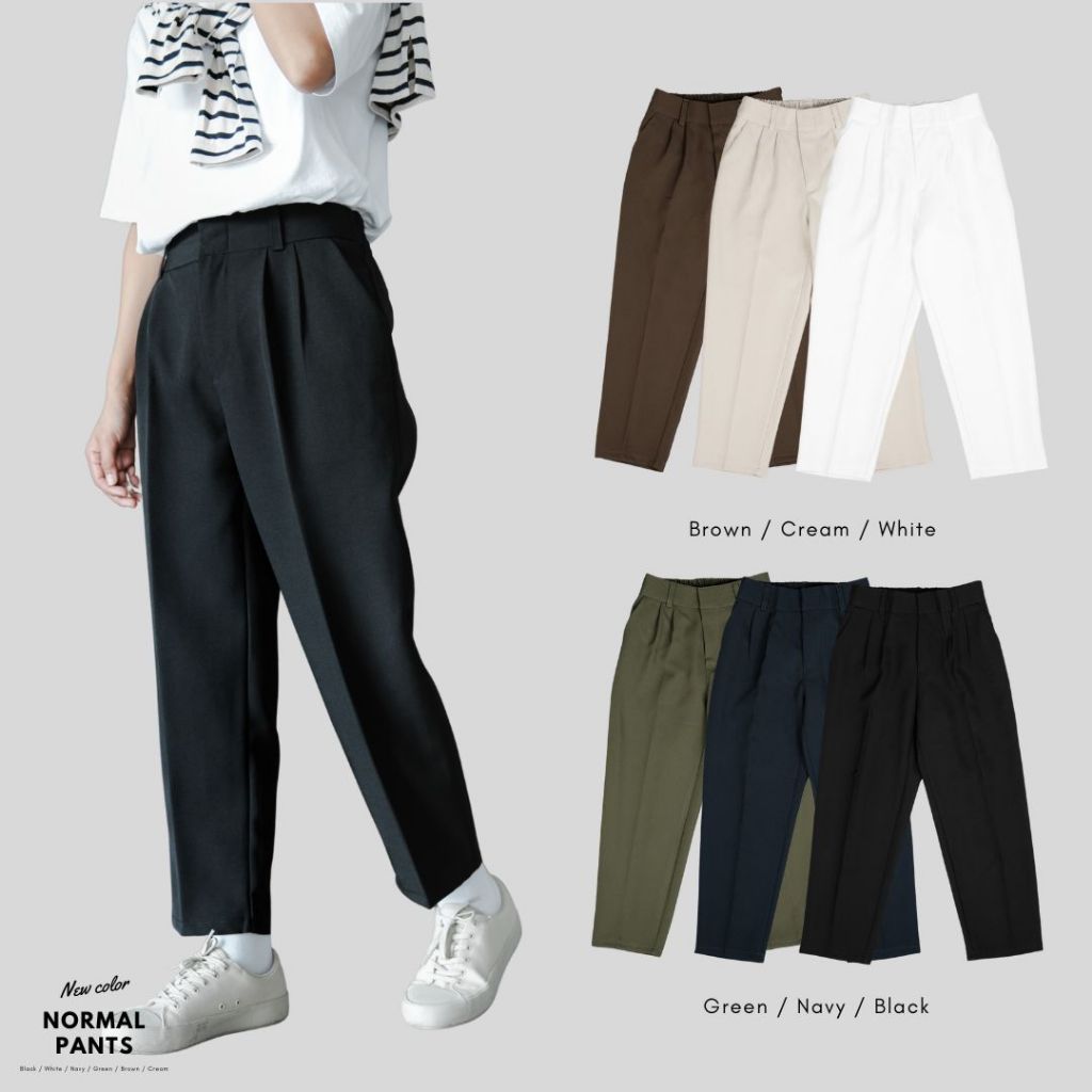 Normal Pants กางเกงขาสอบ เอวสูง ซิปหน้า | Shopee Thailand