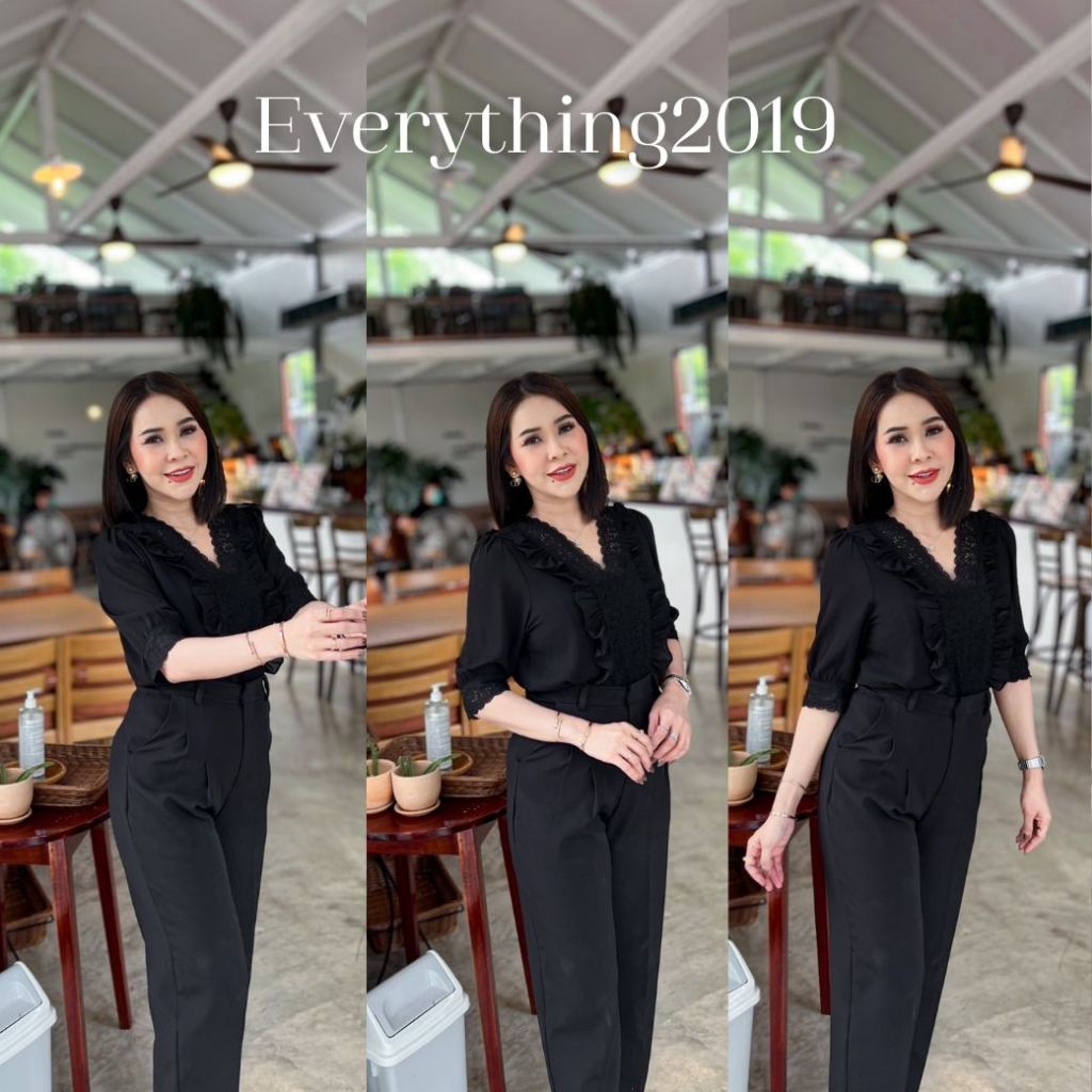 everything2019-6169-1-เสื้ออกระบายลูกไม้แขนศอก-ใส่ทำงานสวยๆ-ใส่เที่ยวสบายๆ