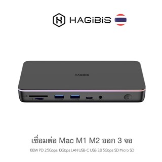 ส่ง จาก กทม Hagibis dual triple diplay type c hdmi 4k Hub USB C M1 M2 ออกสองจอ และสามจอ มีpower dc