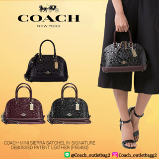 🇺🇸💯Coach MINI SIERRA SATCHEL IN SIGNATURE DEBOSSED PATENT LEATHER (COACH F55450)