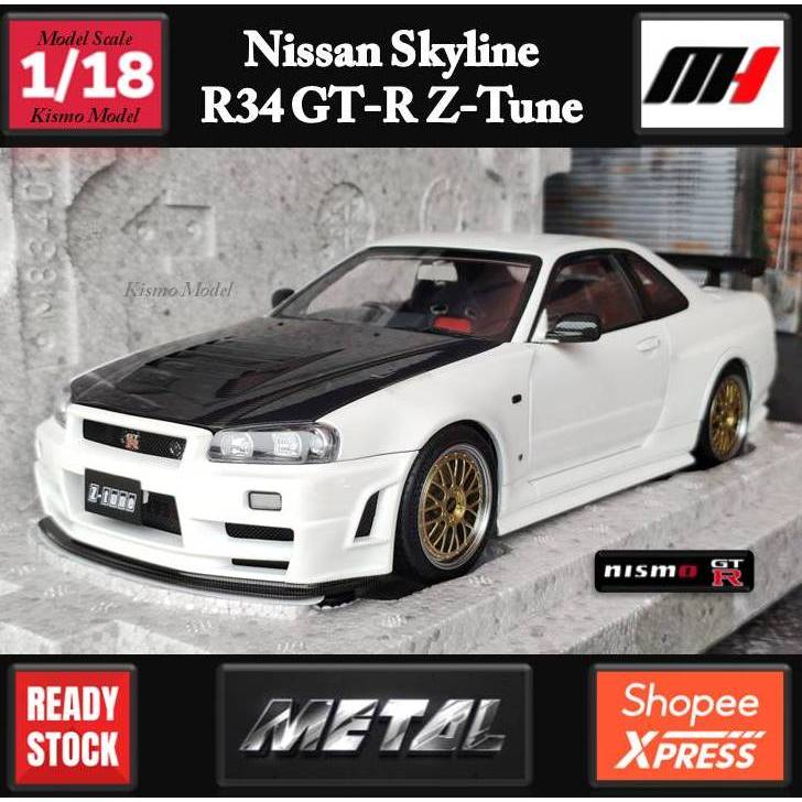 โมเดลรถR34 1/18 model Nissan Skyline R34 GT-R Nismo Z-tune WH Model ...
