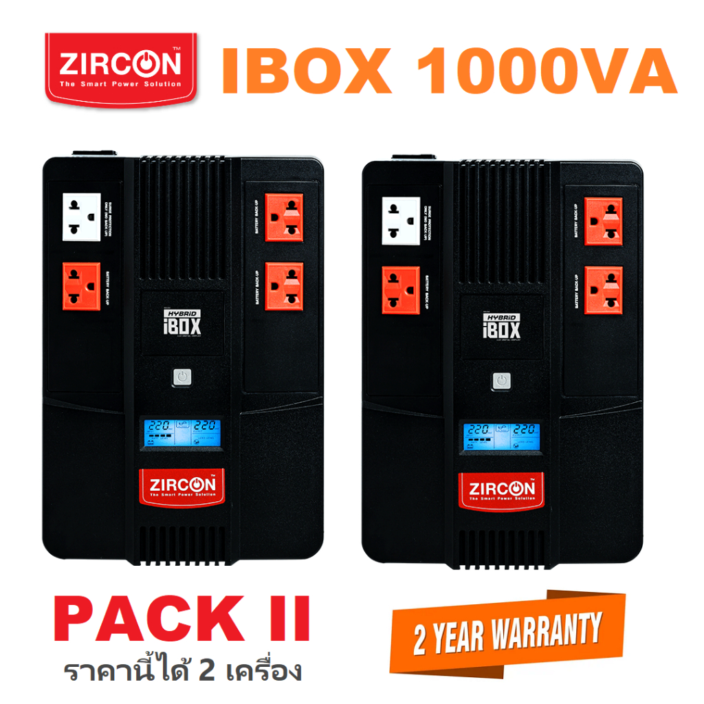 แพ็คคู่ ZIRCON Hybrid IBOX-1000VA/550W Digital Display UPS for Computer ...