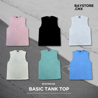 Baystore - Basic tank top เสื้อคอกลมแขนกุดสีพื้น