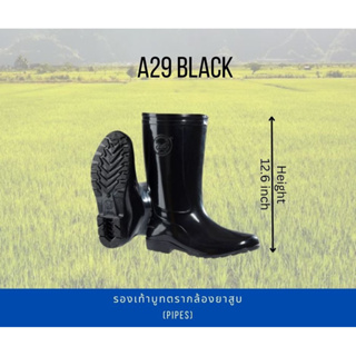ภาพขนาดย่อของสินค้ารองเท้าบู้ตสีดำ รุ่น A29 แบรนด์กล้องยาสูบPIPES ความสูง12.6 นิ้ว รองเท้าบู้ทกันน้ำเหมาะกับก่อสร้าง เกษตกรชาวนาอุตสาหกรรม