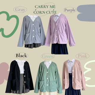 carryme-สินค้าพร้อมส่ง เสื้อคลุมแขนยาว เสื้อแขนยาว ผ้าลูกฟูก สไตล์เกาหลี