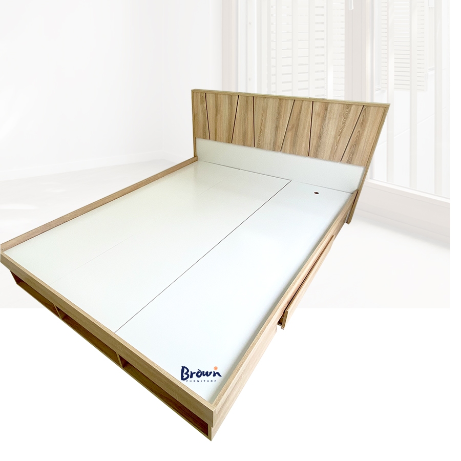 เตียง-มีลิ้นชัก-ขนาด3-5ฟุต-มีช่องเก็บของปลายเตียง-ส่งฟรี-สินค้าพร้อมส่ง-brownfurniture