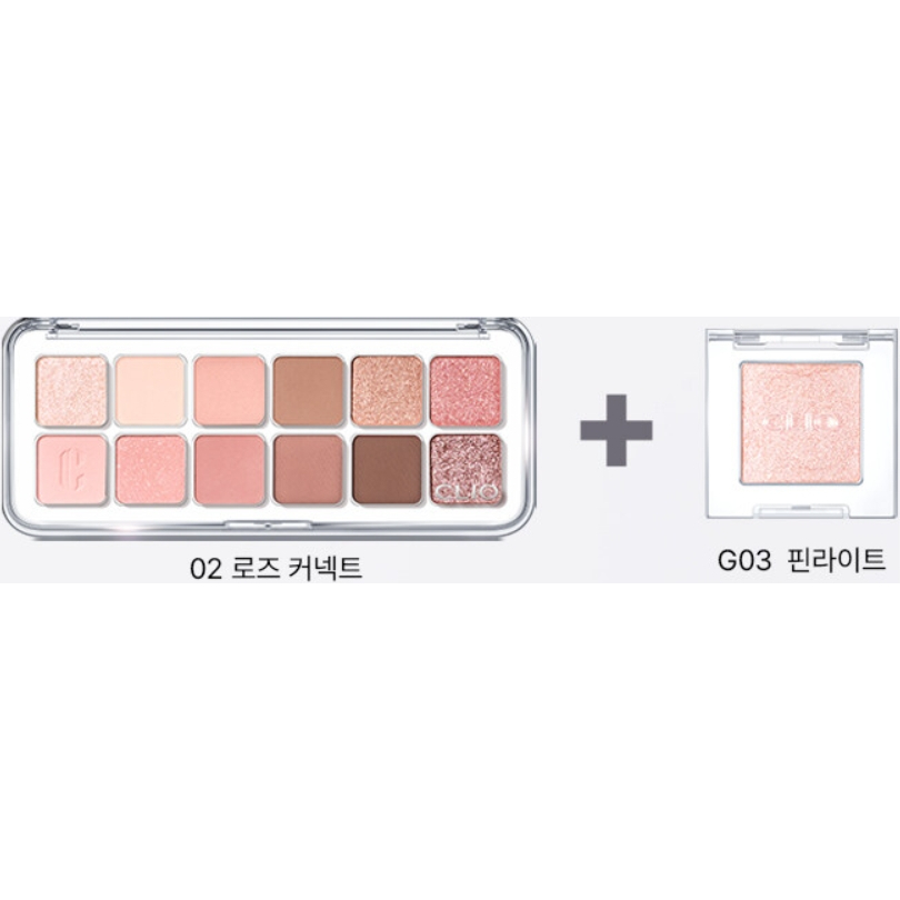 Clio Pro Eye Palette Air +Single Eyeshadow (Coral Studio, Rose Connect, Mute Library, Pink