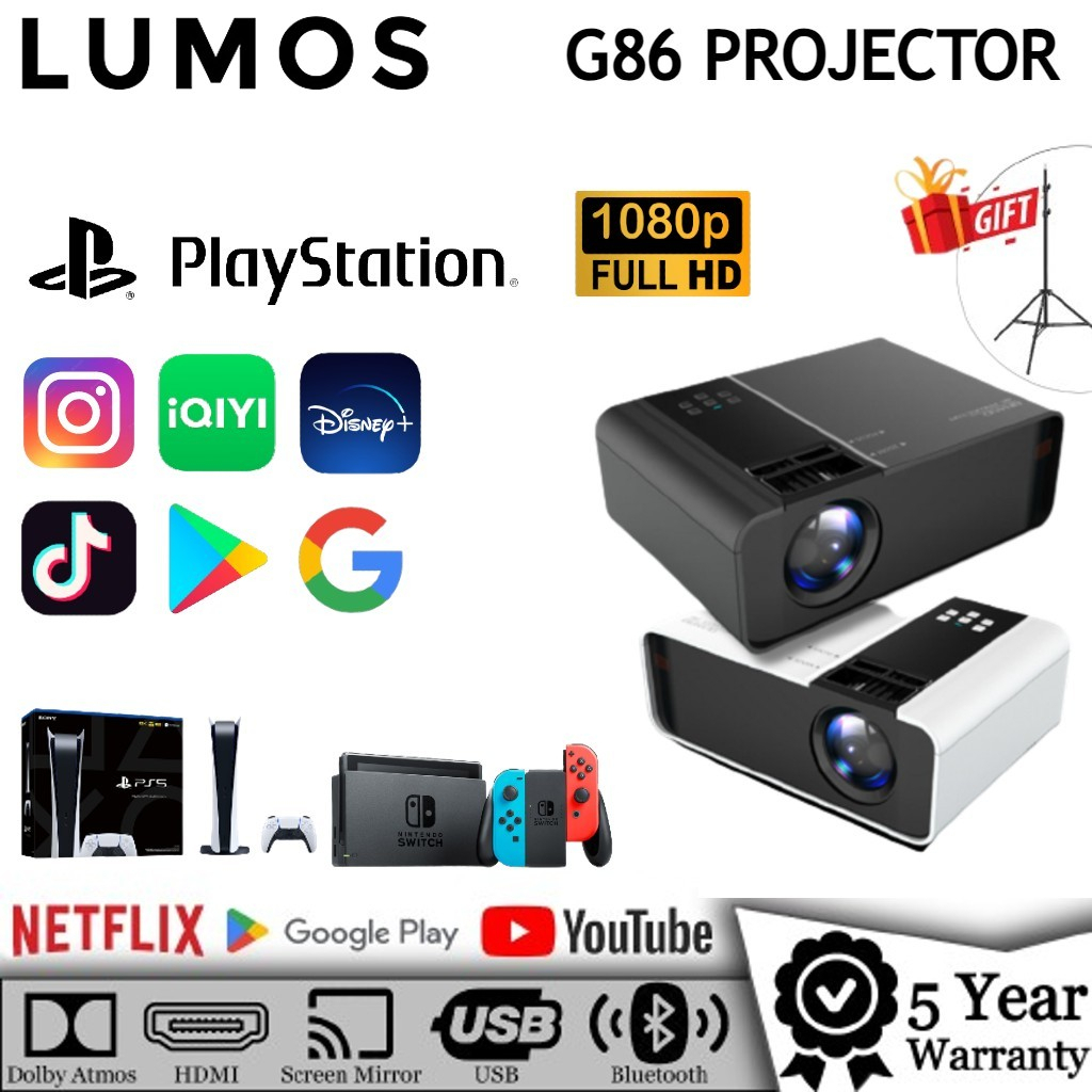 ภาพหน้าปกสินค้าขายใหญ่  6000 Lumens Android Mini Projector โปรเจคเตอร์ HD WIFI LCD LED Projector โฮมเธียเตอร์ จากร้าน kok.eyes บน Shopee