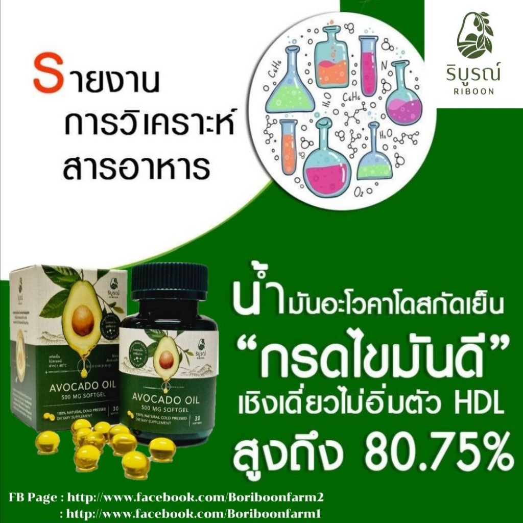 (ส่งฟรี) ริบูรณ์ 1-6 กระปุก น้ำมันอะโวคาโดซอฟเจลสกัดเย็น 100%เกรดพรีเมี ...