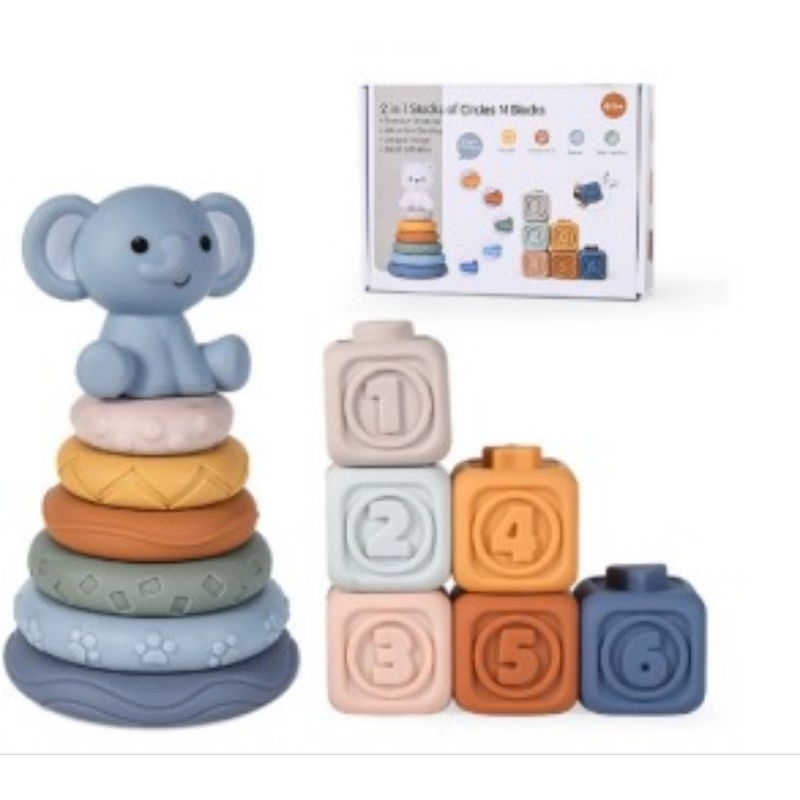 ของเล่น 2 In 1 Stacking Circle & Blocks | Shopee Thailand