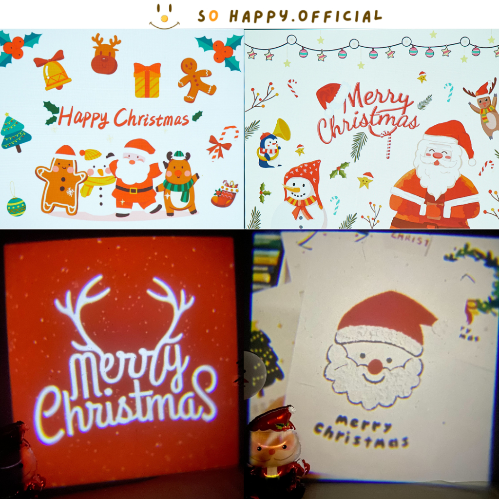ภาพหน้าปกสินค้าพร้อมส่ง  มินิโปรเจคเตอร์ ลายคริสต์มาส mini projector merry christmas จากร้าน sohappy.official บน Shopee