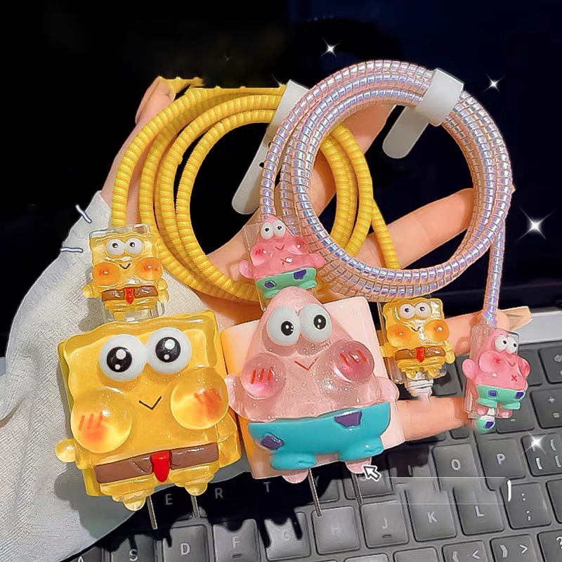 【ส่งจากไทย  มาใหม่ 1ชุด 5ชิ้น】 เคส สำหรับ ไอโฟน Apple Power Adapter 18W/20W สายชาร์จ ลายการ์ตูนน่ารัก  Cable Bite - 2