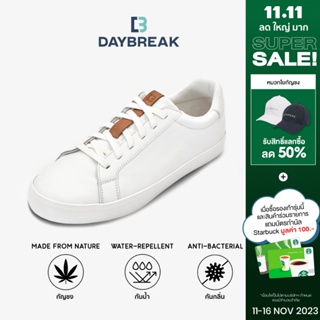 [15MALL11 ลดเพิ่ม 15%] Daybreak Viride-Zero รองเท้าผ้าใบ หนังแท้ ผู้ชาย ผู้หญิง สีขาว กันน้ำ Antibacterial