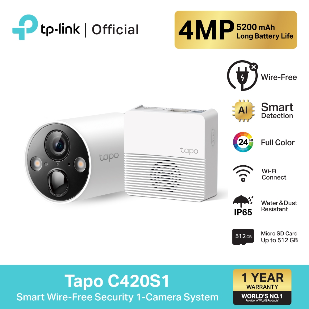 Tapo C420S1 C420S2 2K Battery Camera with Hub