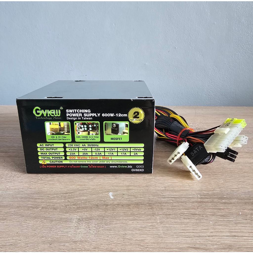 POWER SUPPLY Gview 600W 12CM สินค้ามือ2 สภาพสวย ใช้งานได้ปกติ