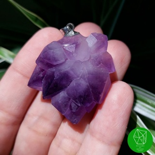 จี้ผลึกอเมทิ​สต์​ทรงพุ่มดอกไม้ธรรมชาติ(Amethyste Flower)​