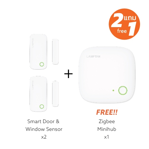 [1แถม1] LAMPTAN ชุดSmart Door & Window Sensor+ Zigbee Minihub Set ...