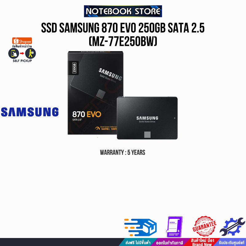 SSD SAMSUNG 870 EVO 250GB SATA 2.5 (MZ77E250BW)/ประกัน 5 YEARS Shopee Thailand