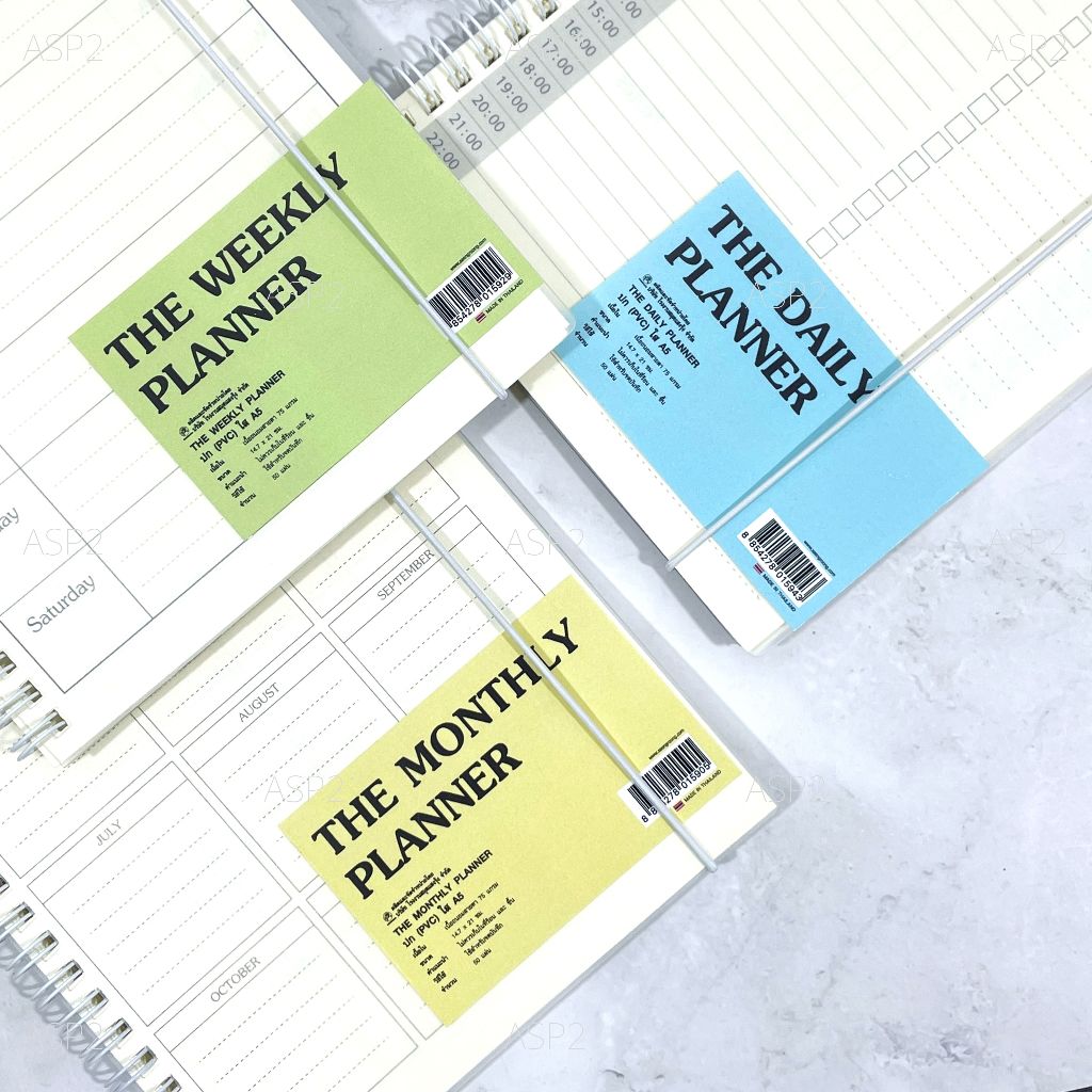 สมุดแพลนเนอร์ Planner ขนาด A5 ปกพลาสติกใส PVC พร้อมสายรัด (Daily/Weekly ...