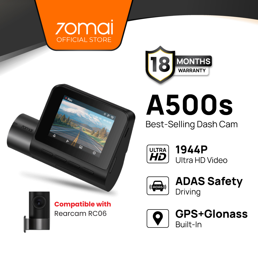 ภาพหน้าปกสินค้า70mai Pro Plus Dash Cam A500s 1944P + กล้องหลัง RC06 Built-In GPS 2.7K Full HD WDR 70 mai A500 S Car Camera กล้องติดรถยน