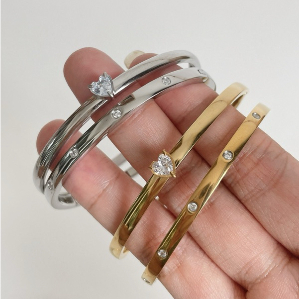 Hadesories Heart Bangle and Diamond Dot Bangle | Shopee Thailand