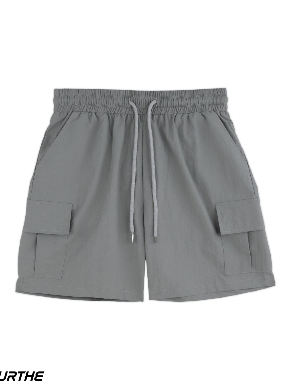 URTHE - กางเกงขาสั้น คาร์โก้ เอวยืด รุ่น CARGO SHORTS สี ดำ เทา น้ำตาล