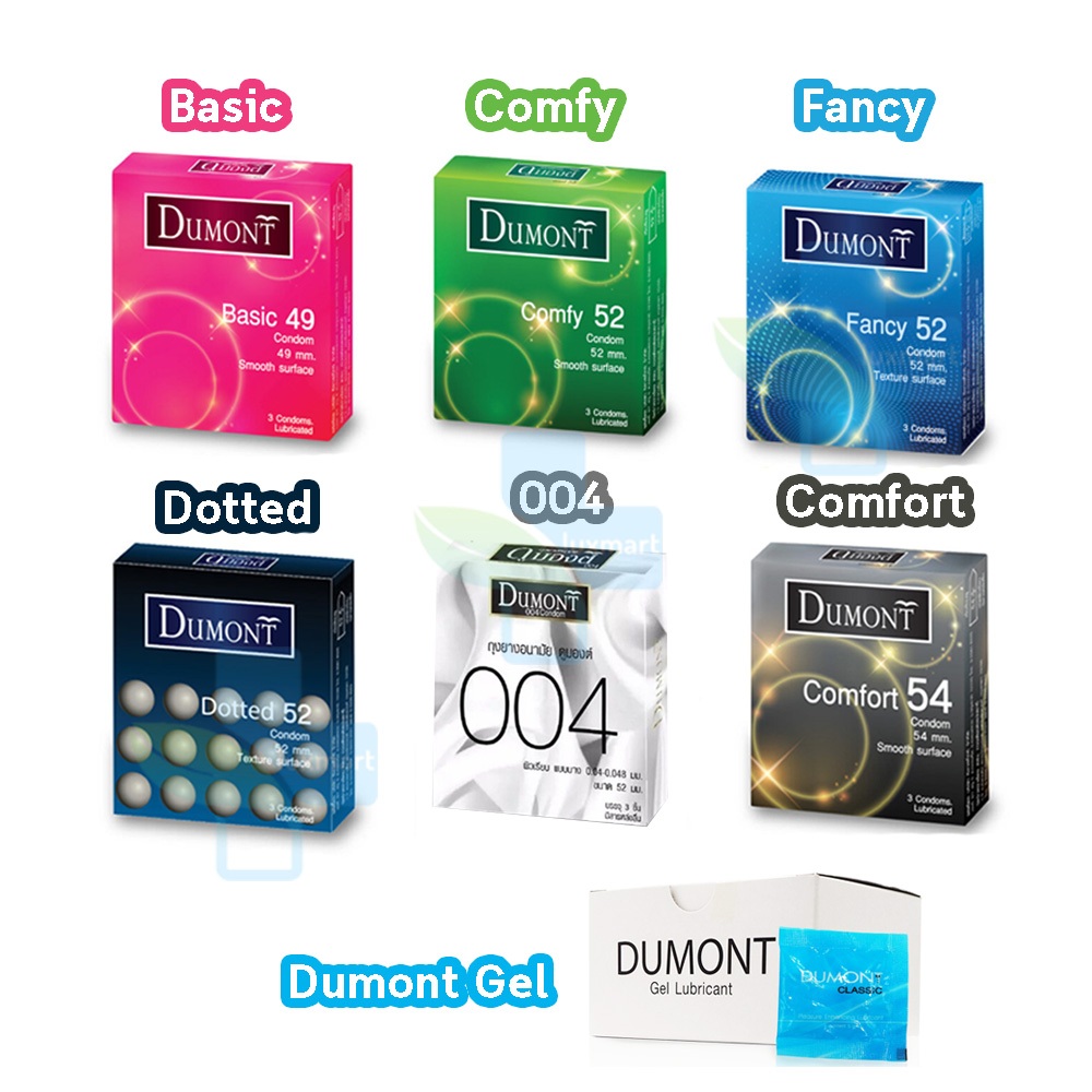 ภาพหน้าปกสินค้าDumont condom (3 ชิ้น/กล่อง)  ถุงยางอนามัย ดูมองต์ Basic เบสิค Comfy คอมฟี่ Fancy แฟนซี Comfort คอมฟอร์ท Gel