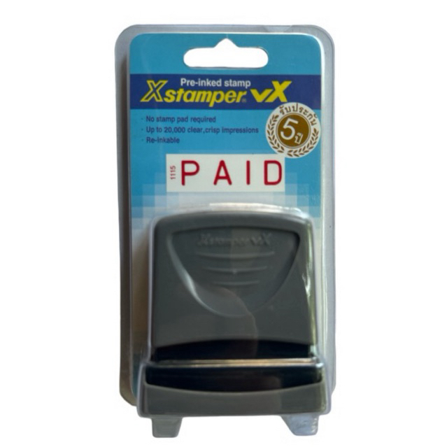 Xstamper ตรายาง PreInked " PAID " (สีแดง) หมึกแห้งเร็ว กันน้ำ Shopee
