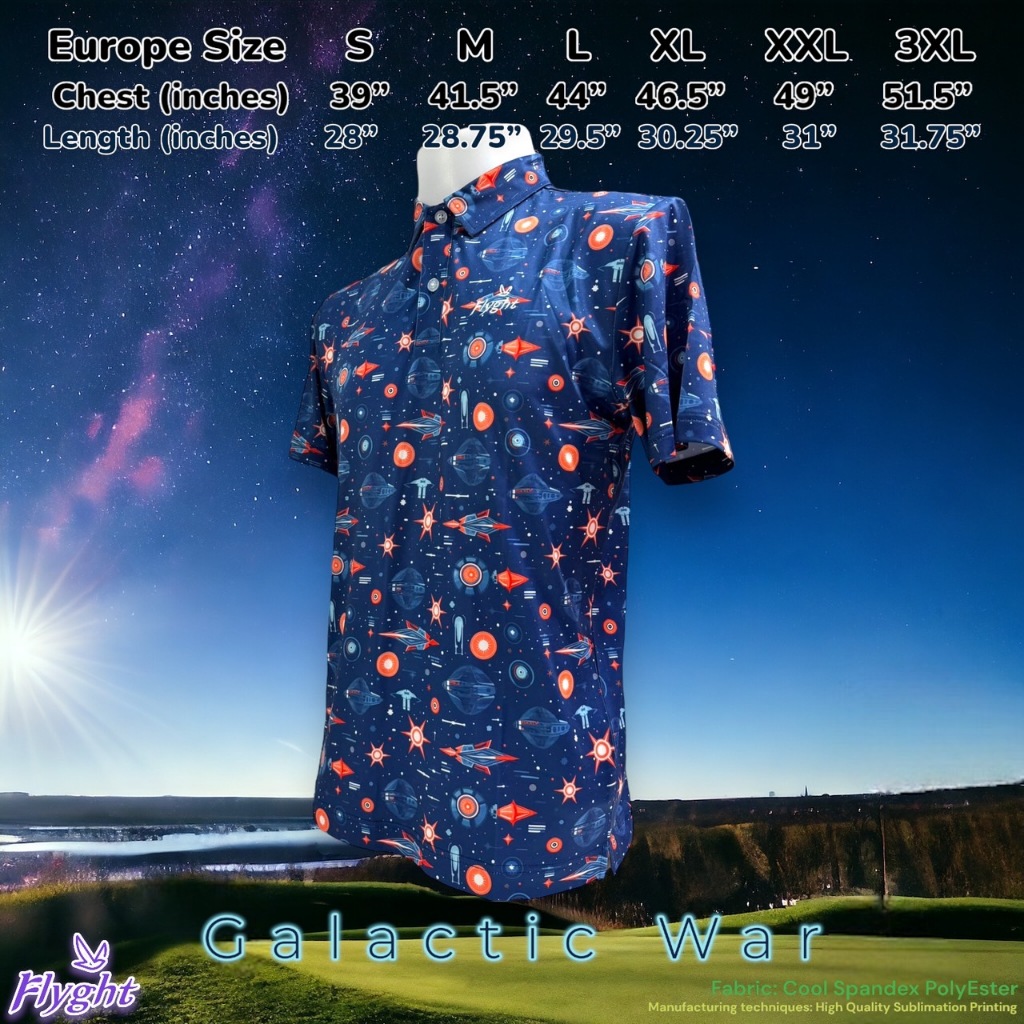 เสื้อกอล์ฟ Flyght Golf Shirt UV protection SPF50+ Space War Shopee