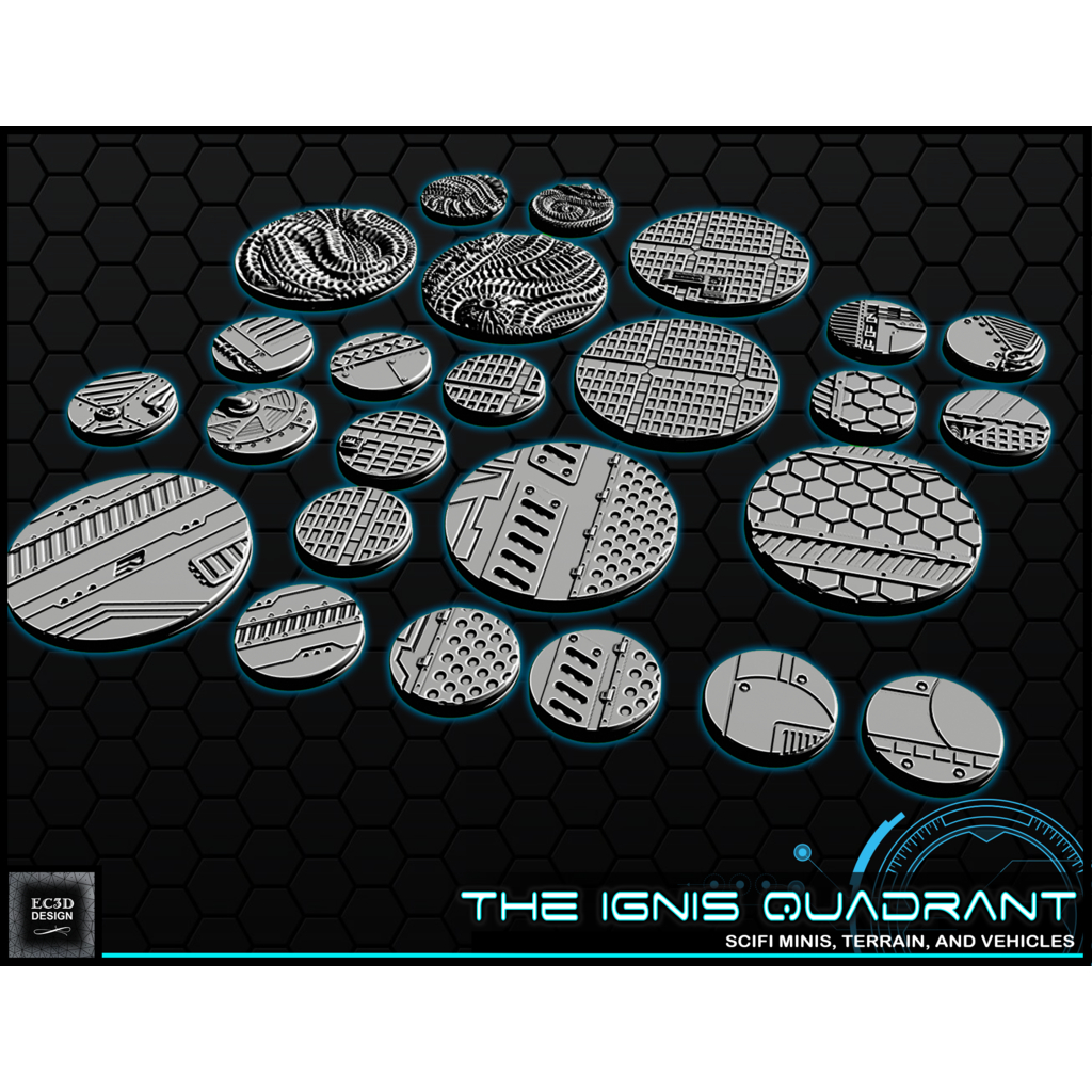 SciFi Bases 25/50mm ฐานโมเดล Ignis Quadrant สำหรับเล่น Wargame