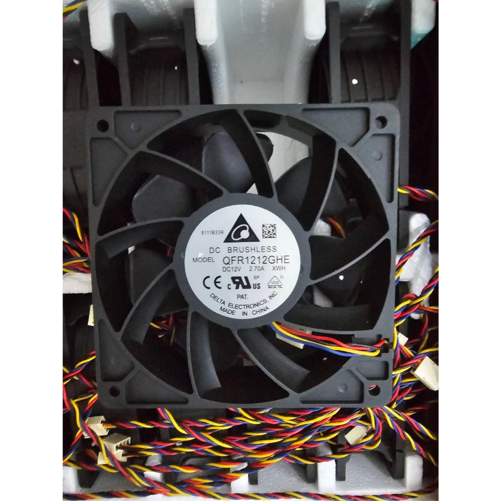 พัดลม Delta QFR1212GHE 6000 RPM 12ซม. หมุดทองเหลือง FAN ASIC S9/L3/L7 ...