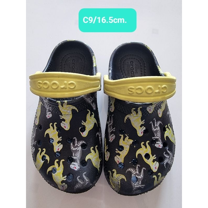 Crocs แท้มือสอง รองเท้าเด็กมือสอง ลายไดโนซอร์ | Shopee Thailand